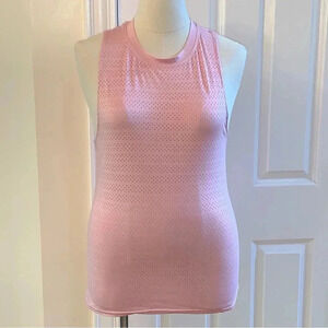 Zyia Active Mesh Perforated Tank Top Shirt Baby Pink Size XL *Logo Flaw*